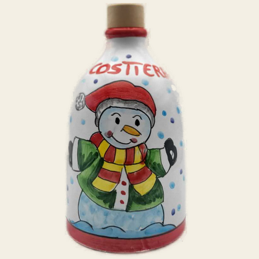 CHRISTMAS Limited Edition bottle filled with Monocultivar Extra Virgin Olive Oil. 8.4fl.oz (250ml) Hand Crafted Ceramic Bottle. CHRISTMAS FROSTY