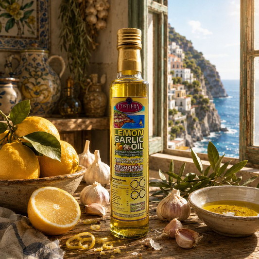 Monocultivar Lemon-Garlic Oil 8.4fl.oz (250ml) - Glass Bottle