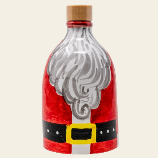 CHRISTMAS Limited Edition bottle filled with Monocultivar Extra Virgin Olive Oil. 8.4fl.oz (250ml) Hand Crafted Ceramic Bottle. CHRISTMAS SANTA