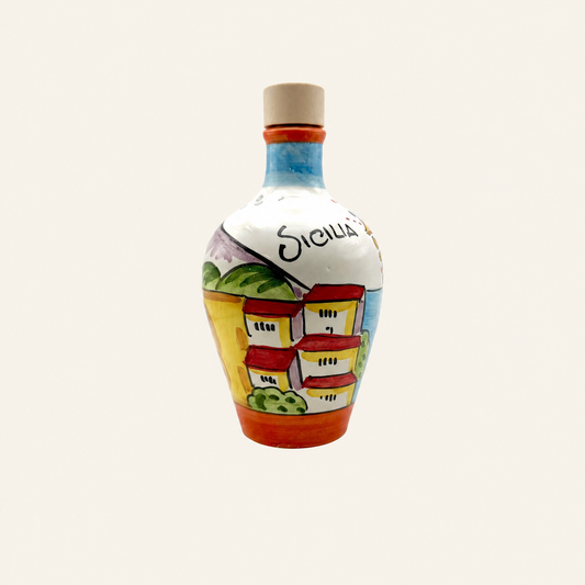 SICILIA -- LIMITED EDITION -- Monocultivar Extra Virgin Olive Oil 8.4fl.oz (250ml) Hand Crafted Ceramic Amphora Style Bottle
