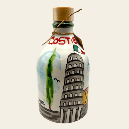 Monocultivar Extra Virgin Olive Oil 8.4fl.oz (250ml) Hand Crafted Ceramic Bottle. TOSCANA
