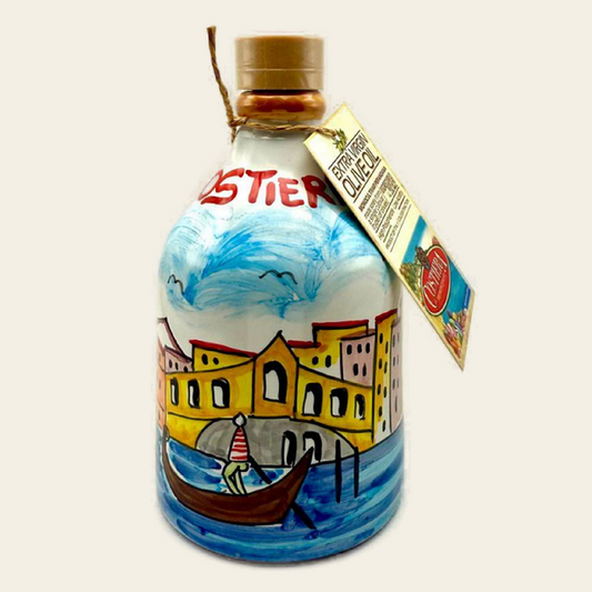 Monocultivar Extra Virgin Olive Oil 8.4fl.oz (250ml) Hand Crafted Ceramic Bottle. VENEZIA