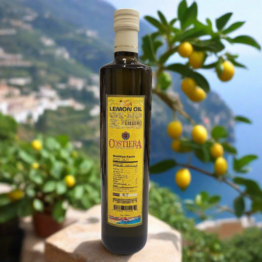 Premium Lemon Oil in 750ml Glass Bottle. Made with our Premium EVOO and cold pressed Sorrento's Lemon Fruit Flavor.