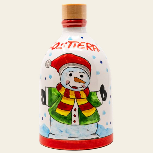 CHRISTMAS Limited Edition bottle filled with Monocultivar Extra Virgin Olive Oil. 8.4fl.oz (250ml) Hand Crafted Ceramic Bottle. CHRISTMAS FROSTY
