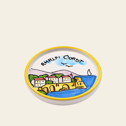 Coaster. Ceramic, Handcrafted. 4.25". Ideal for Glasses, Bottles & Cups - AMALFI COAST