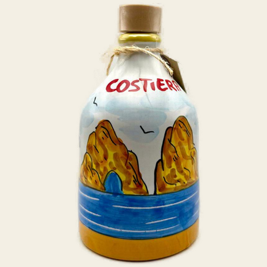 Monocultivar Extra Virgin Olive Oil in a 8.4fl.oz (250ml) Hand Crafted Ceramic Bottle. CAPRI