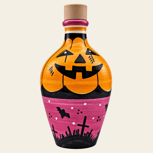HALLOWEEN PUMPKIN -- LIMITED EDITION -- Monocultivar Extra Virgin Olive Oil 8.4fl.oz (250ml) Hand Crafted Ceramic Amphora Style Bottle