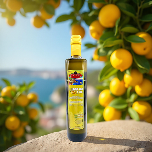 Monocultivar Lemon Oil in 750ml Glass Bottle. Made with cold pressed Sorrento's Lemon Fruit Flavor.