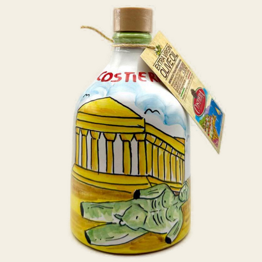 Monocultivar Extra Virgin Olive Oil 8.4fl.oz (250ml) Hand Crafted Ceramic Bottle. SICILIA