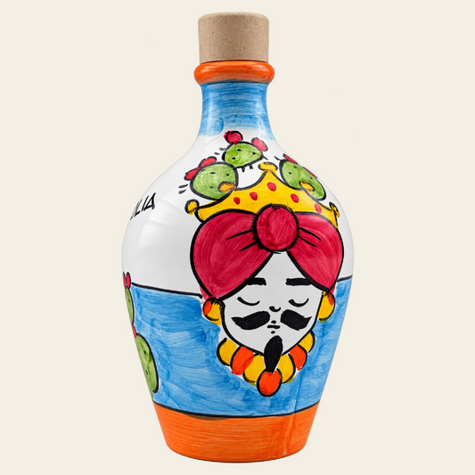 SICILIA -- NEW LIMITED EDITION -- Monocultivar Extra Virgin Olive Oil 8.4fl.oz (250ml) Hand Crafted Ceramic Amphora Style Bottle