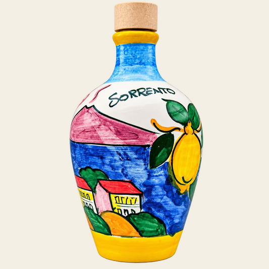 SORRENTO LEMON - Monocultivar Sorrento Lemon Oil in 8.4fl.oz (250ml) Handcrafted Amphora Ceramic Bottle. Made with cold pressed Sorrento's Lemon Fruit Flavor